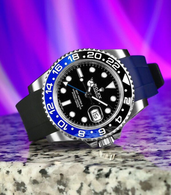 Rolex Batman GMT Black and Blue Rubber Strap Reverse